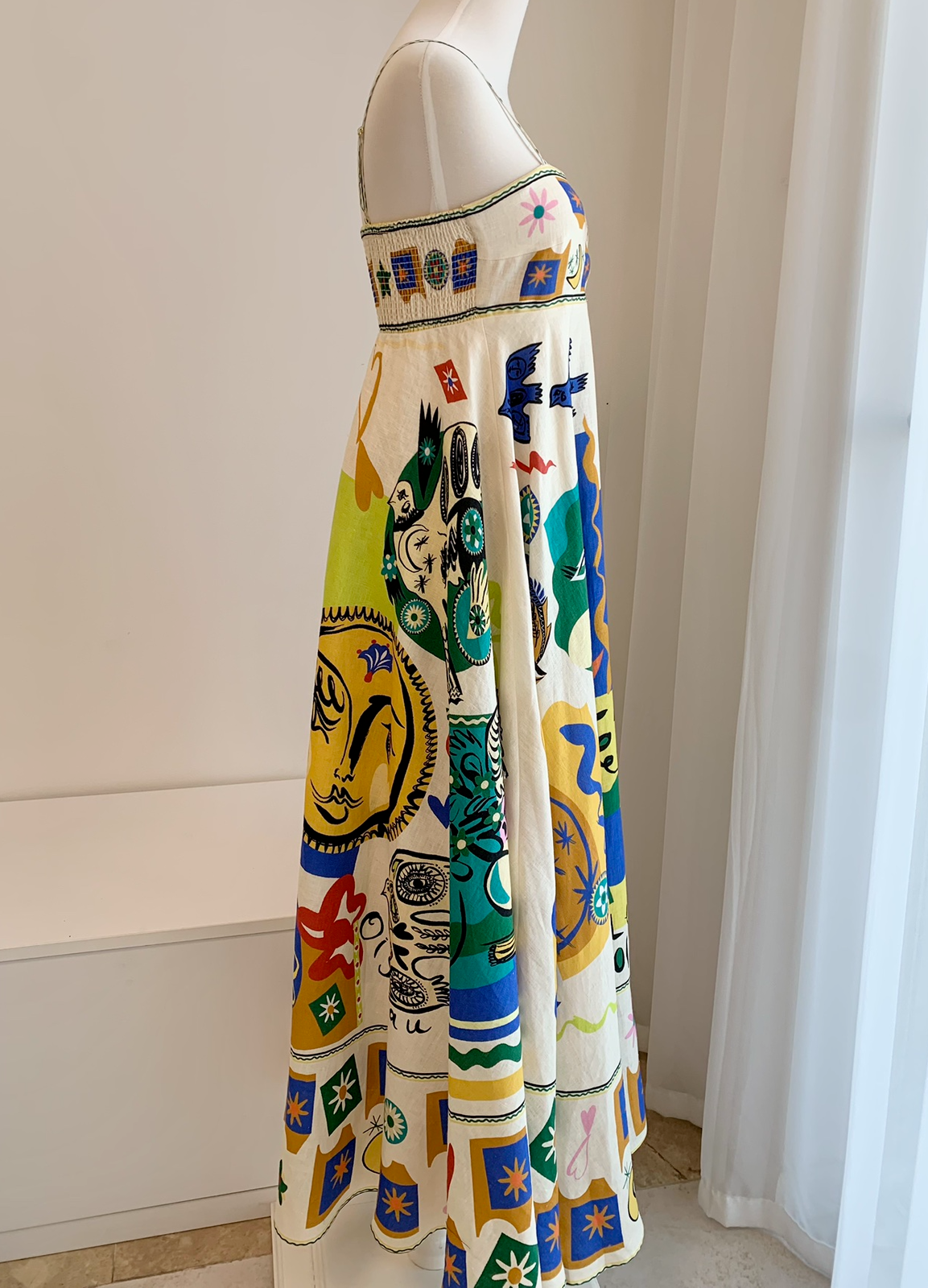 Gemustertes Maxikleid Mit Quadratischem Ausschnitt