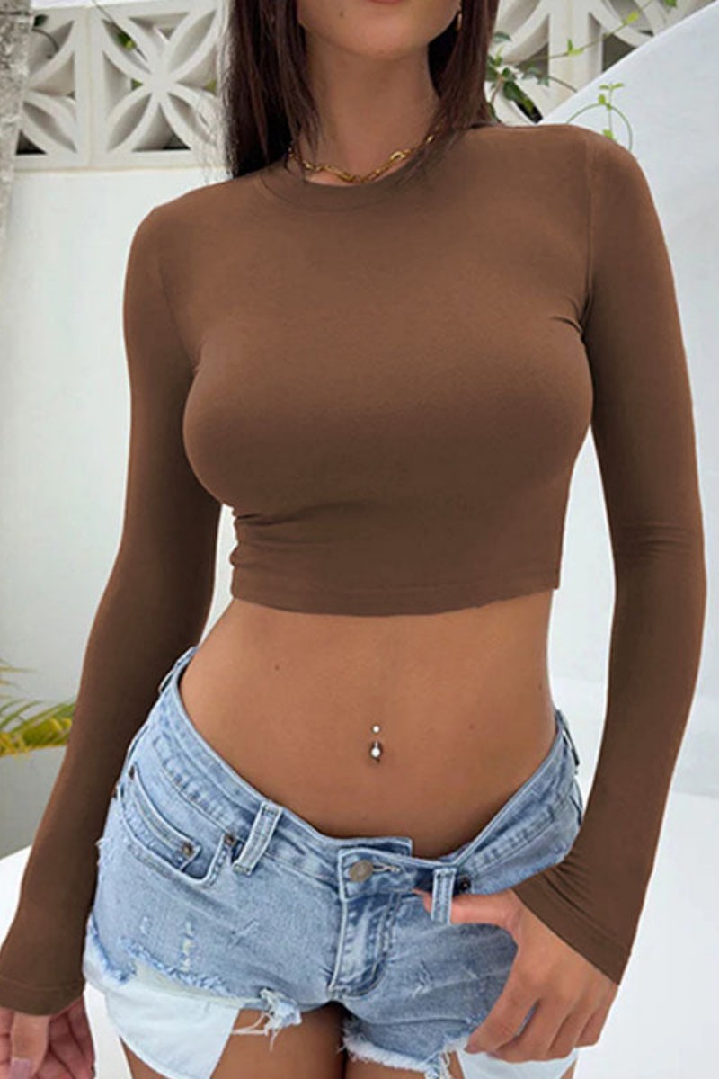 Vielseitiges, Enges, Langärmliges Crop-Top