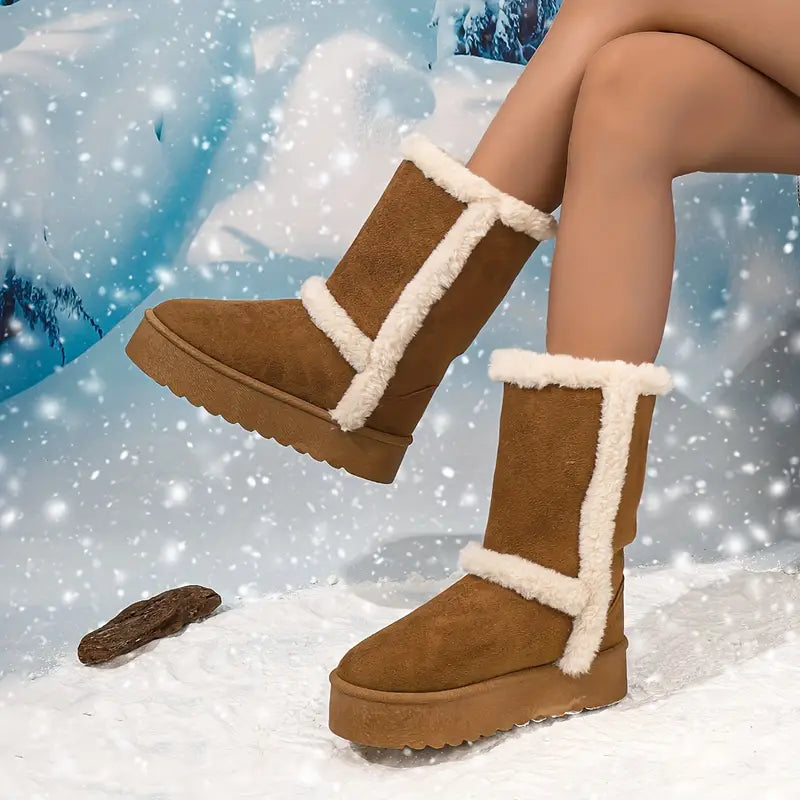 Stilvolles Design Winterstiefel Für Damen Mit Hoher Sohle