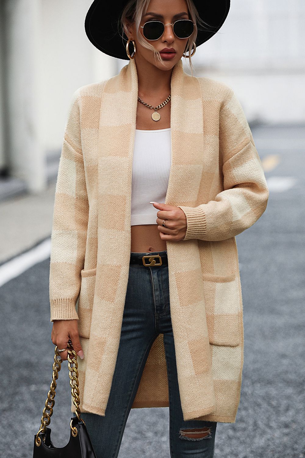 Eleganter Karierter Cardigan
