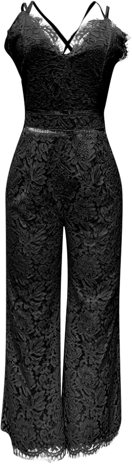 Stilvoller Jumpsuit Mit Tiefem Ausschnitt Und Spitzendetails