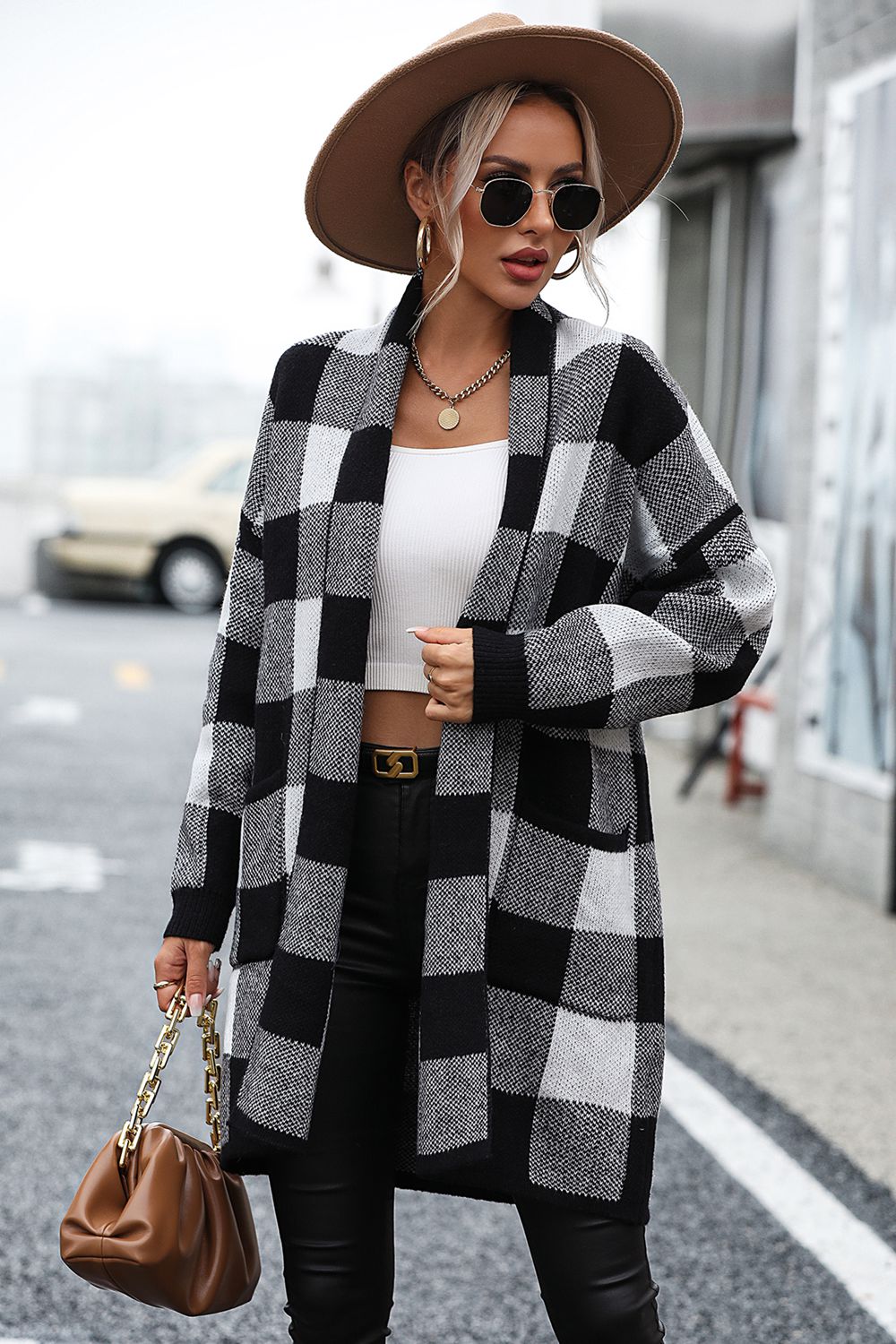 Eleganter Karierter Cardigan