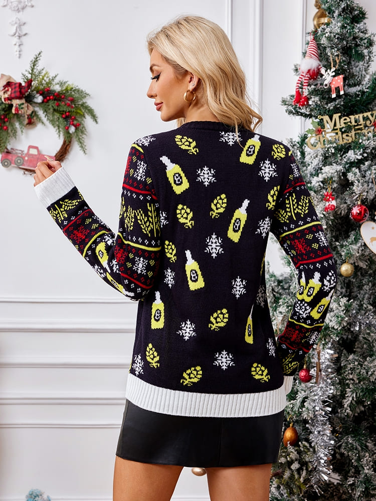 Strickpullover Mit Weihnachtsmann-Biermuster