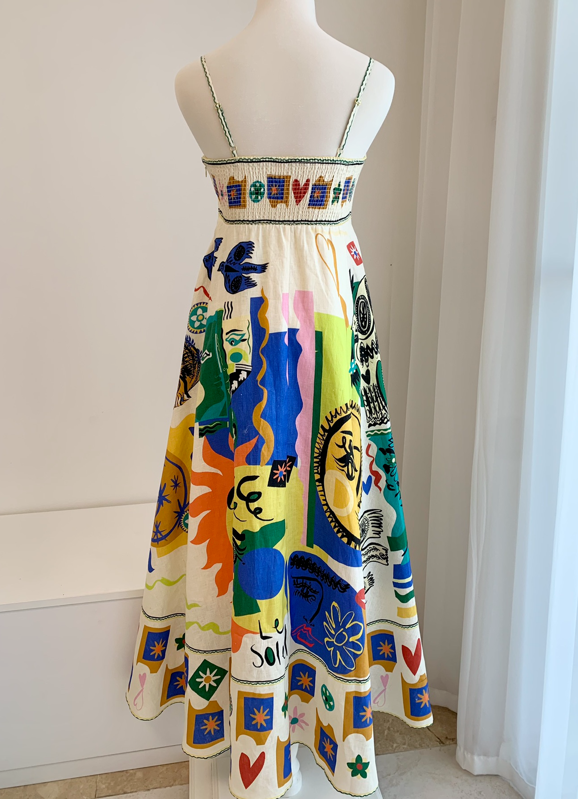 Gemustertes Maxikleid Mit Quadratischem Ausschnitt