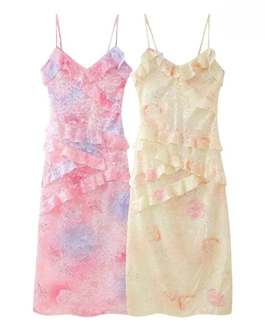 Neckholderkleid Mit Rüschen Und Farbverlauf Aus Netzstoff, Sexy, Rückenfreies Sommerkleid Mit V-Ausschnitt