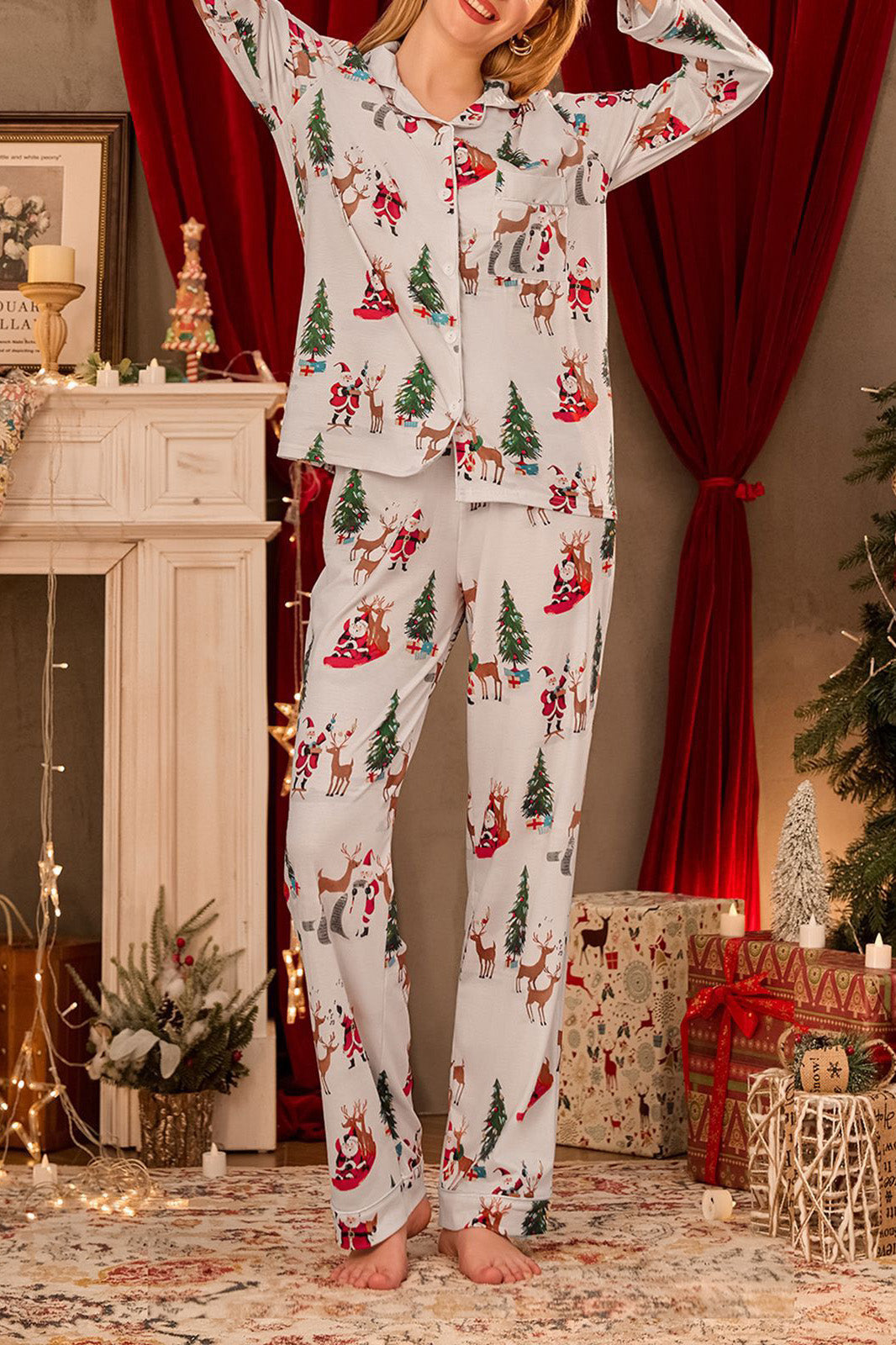 Gemustertes Neujahrs-Pyjama-Set