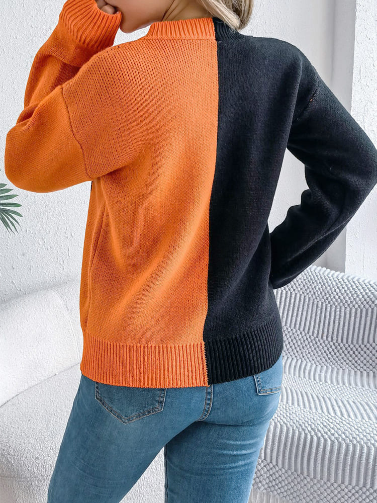 Langarmpullover Mit Rundhalsausschnitt Und Kürbismuster