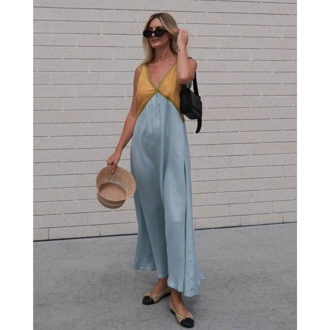 Elegantes Maxikleid Mit V-Ausschnitt