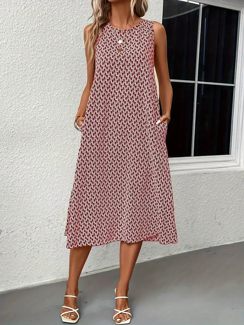 Lässiges Gemustertes Kleid Mit Taschendetails