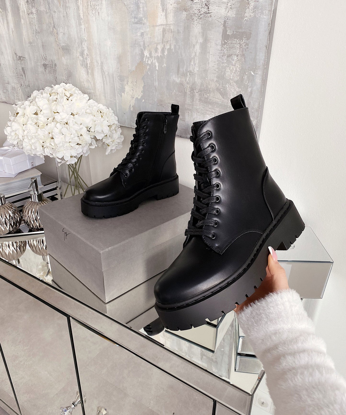 Schwarze Elegante Damen Kunstlederstiefel