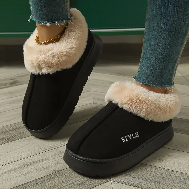 Stilvolle Plüschstiefel Mit Hoher Sohle