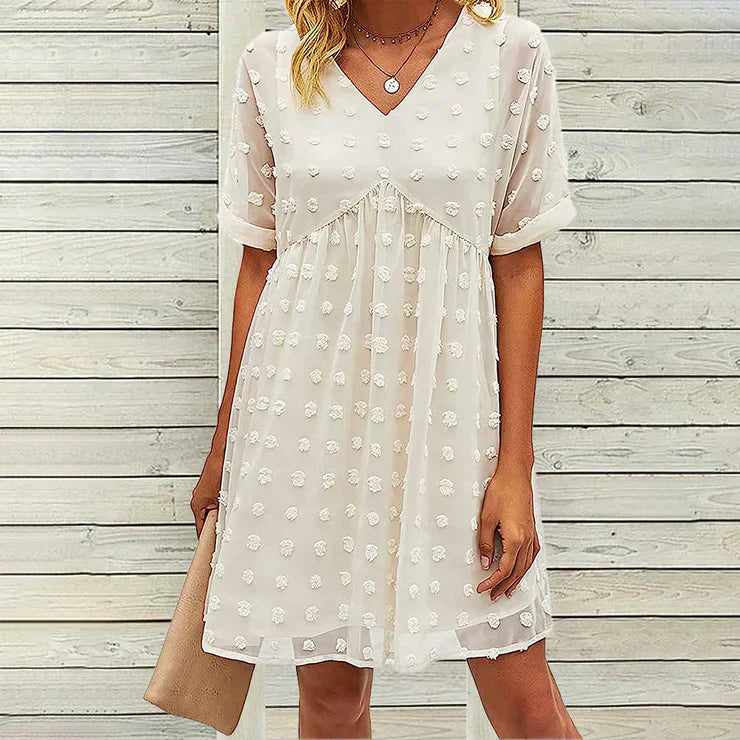 Elegantes Midikleid İm Vintage-Stil Mit V-Ausschnitt