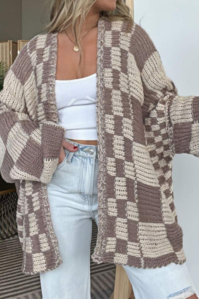 Eleganter Karierter Cardigan