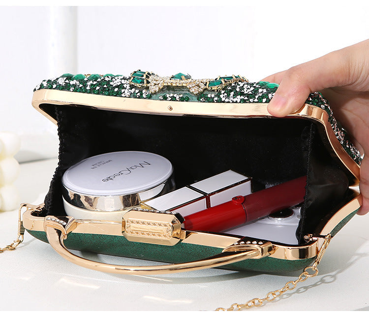 Handgefertigte Abendtasche Mit Diamant-Detail İn Metallic