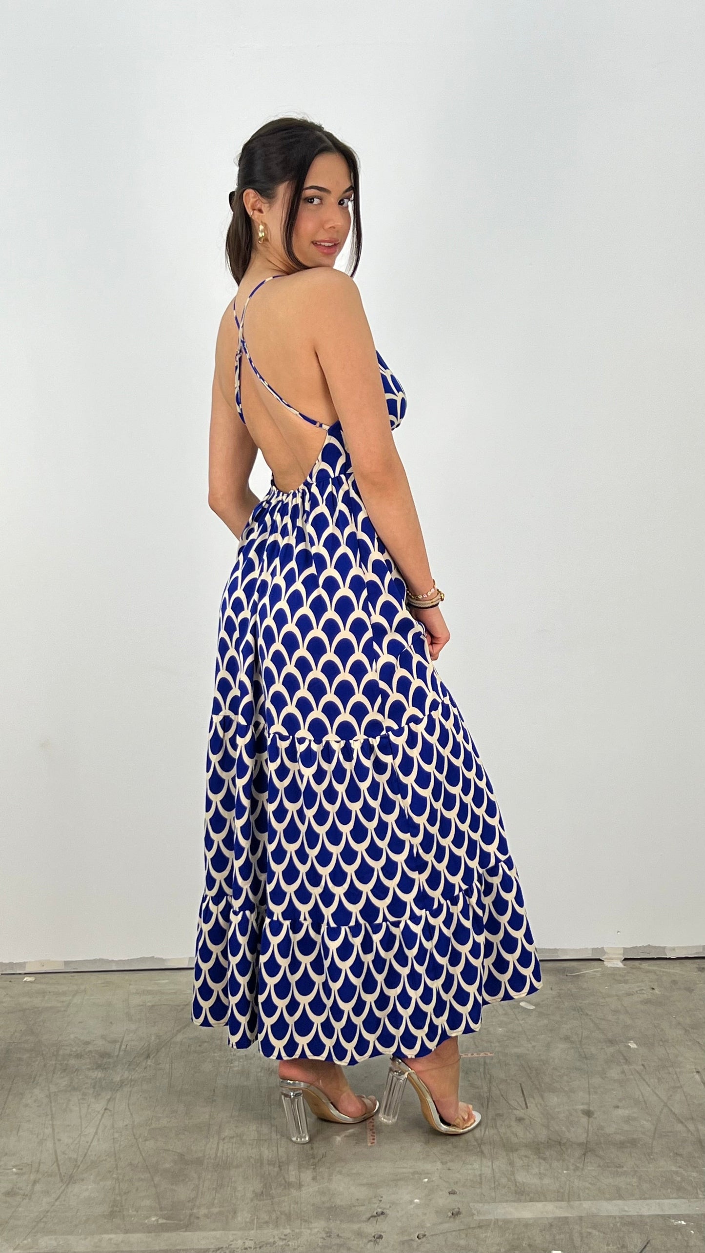 Gemustertes Maxikleid Mit Dünnen Trägern