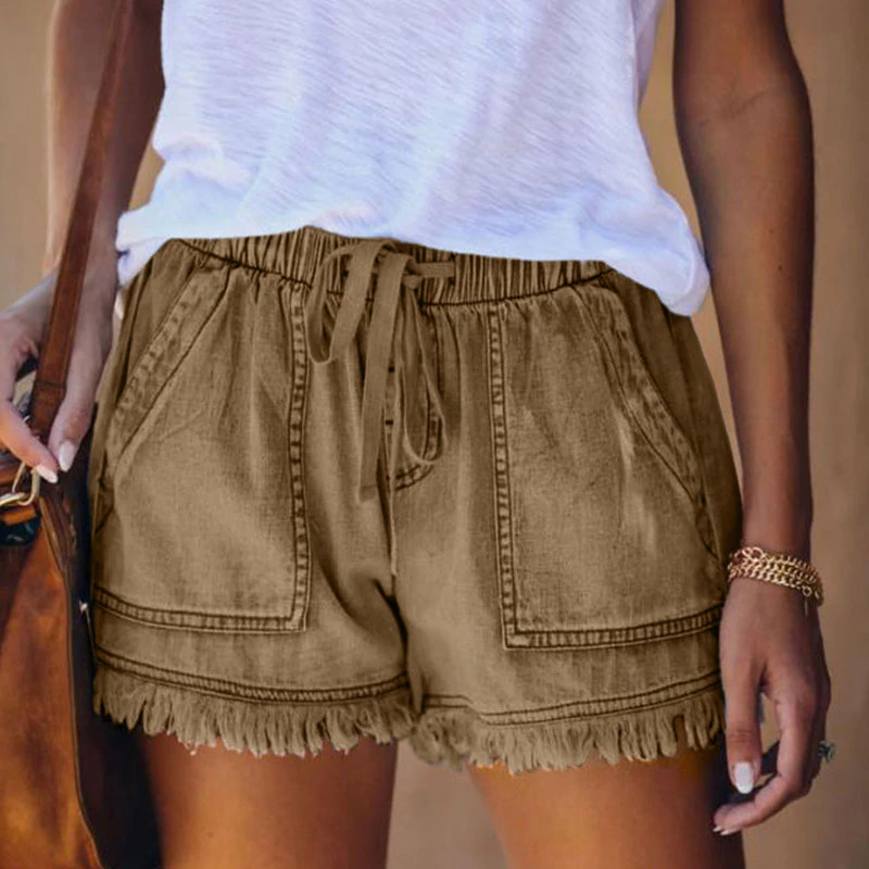 Dehnbare Jeansshorts Mit Hoher Taille
