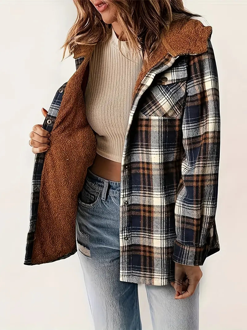 Karierte Jacke Mit Kapuze Und Reißverschluss