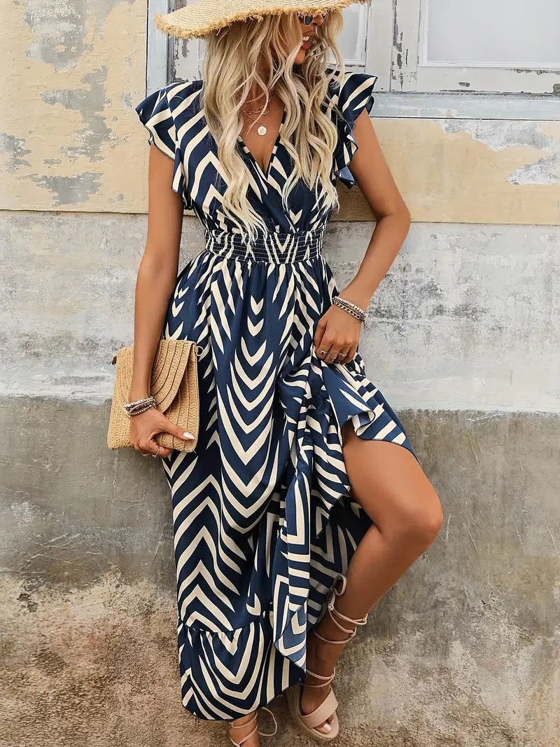 Maxi-Sommerkleid Mit Allover-Print Und Rüschen