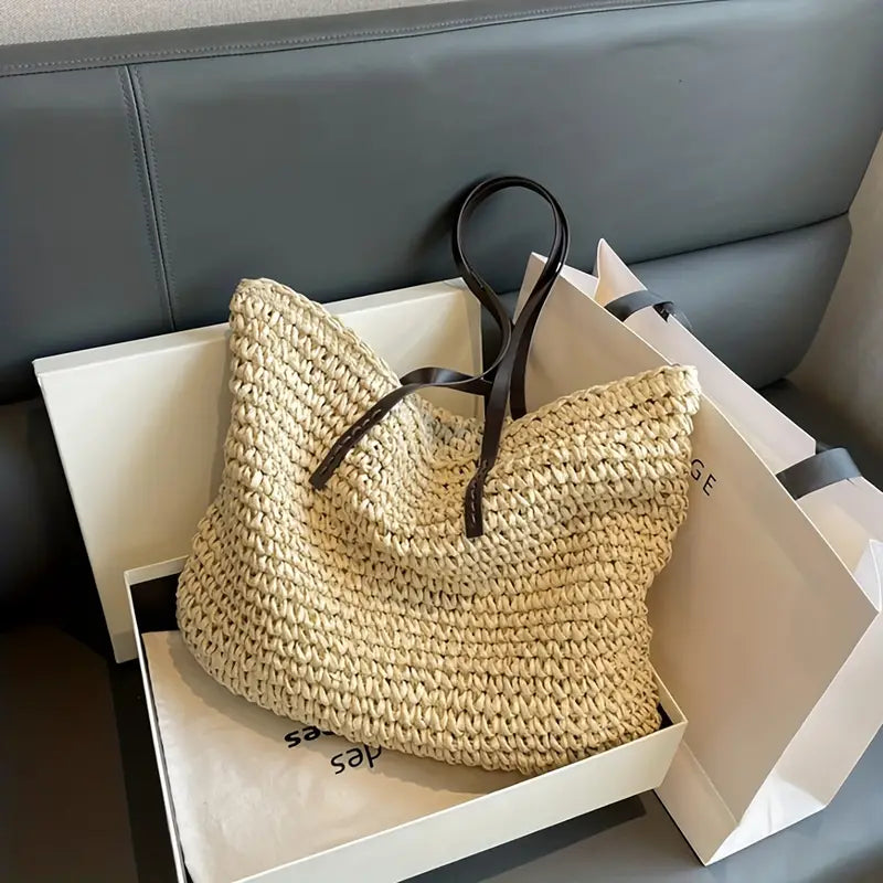 Große Gestrickte Tragetasche | Tasche İm Bohemian-Strandstil
