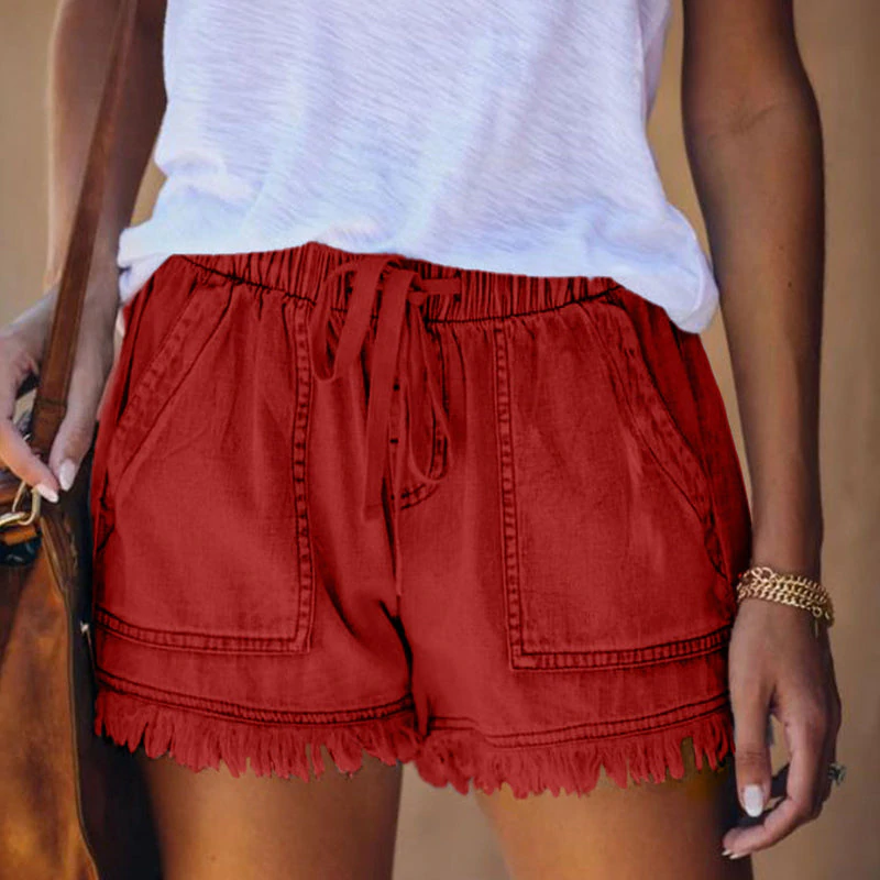 Dehnbare Jeansshorts Mit Hoher Taille