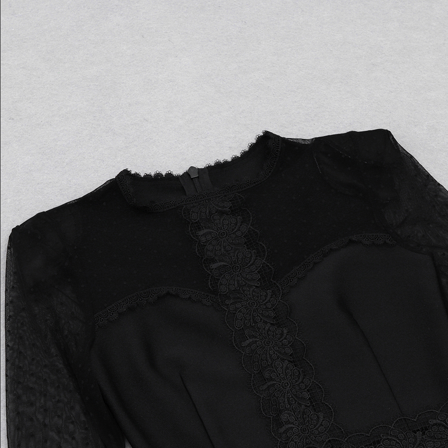 Midikleid Mit Spitzendetail