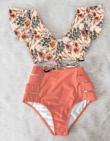 Bikini Mit Hoher Taille Und Stilvollem Muster