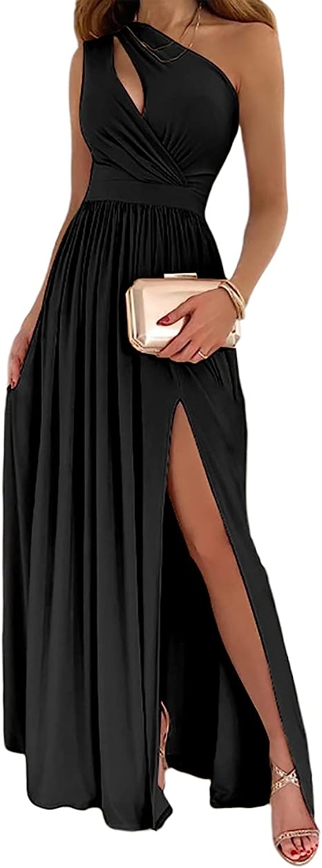 Maxi-Cocktailkleid Mit One-Shoulder-Träger Und Hohem Schlitz