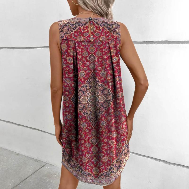 Bequemes Ärmelloses Ethno-Kleid