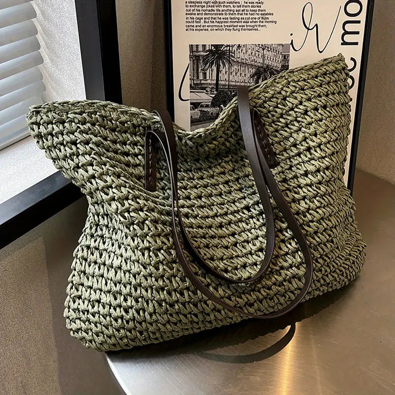 Große Gestrickte Tragetasche | Tasche İm Bohemian-Strandstil