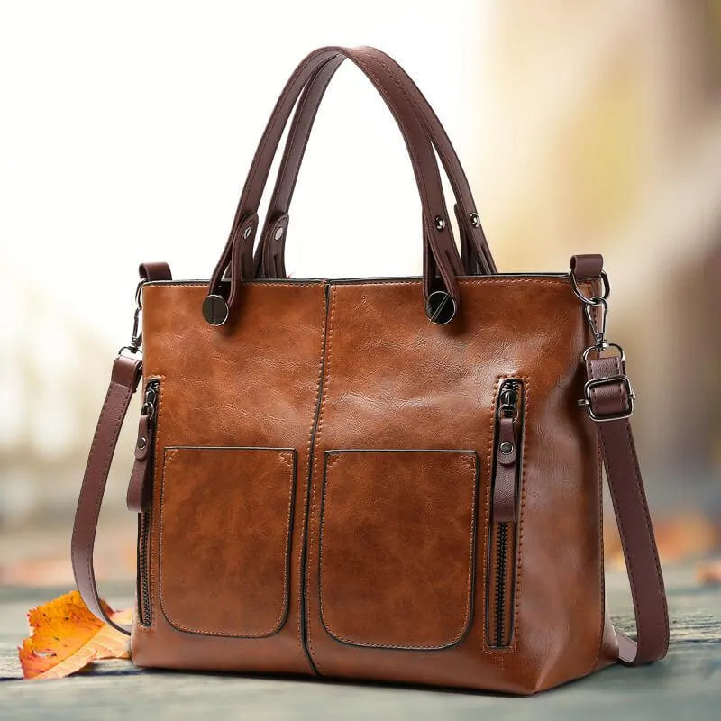 Vintage Leder Damen Umhängetasche