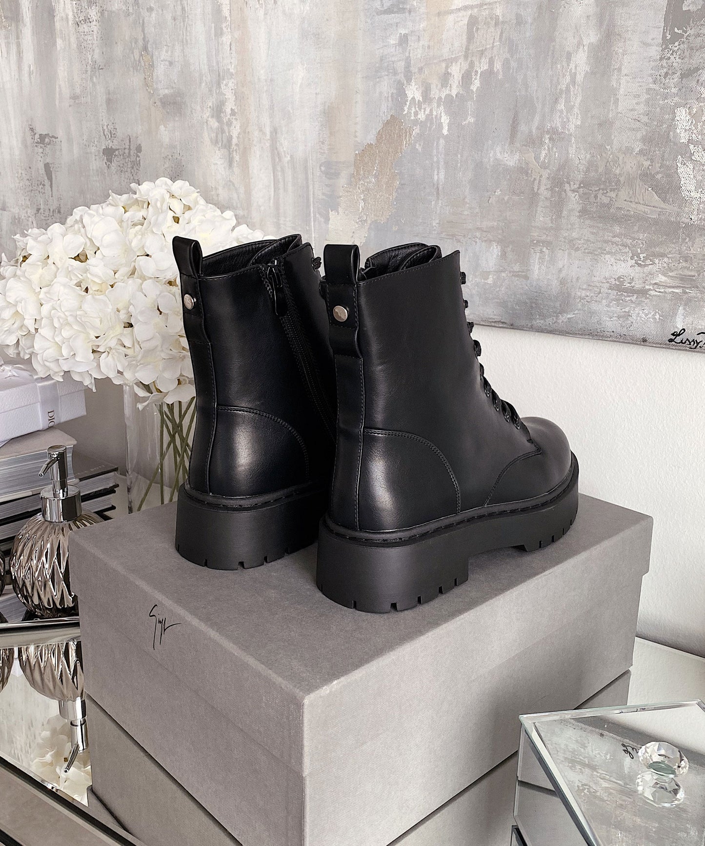 Schwarze Elegante Damen Kunstlederstiefel