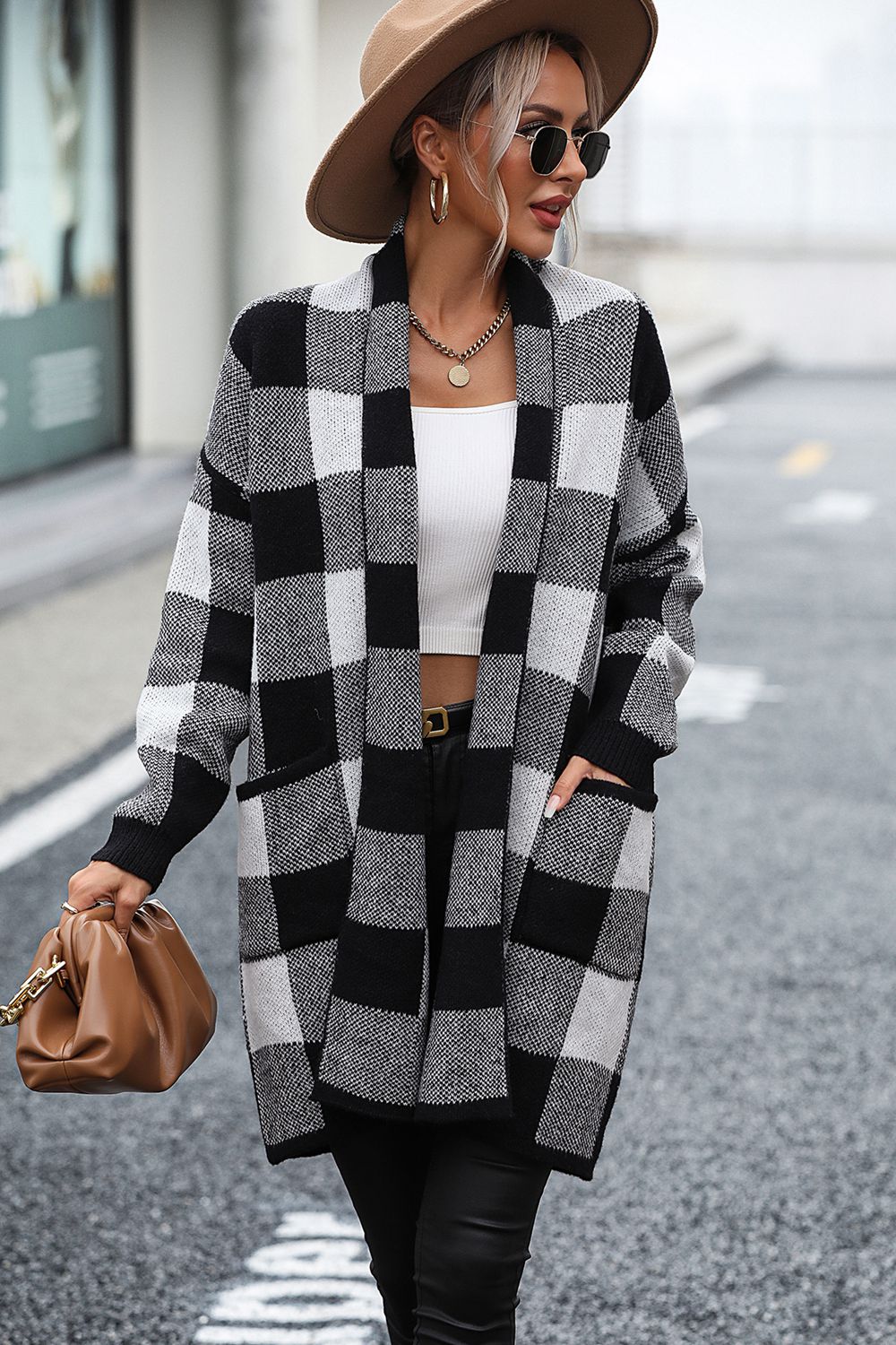 Eleganter Karierter Cardigan