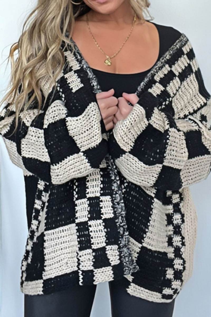 Eleganter Karierter Cardigan