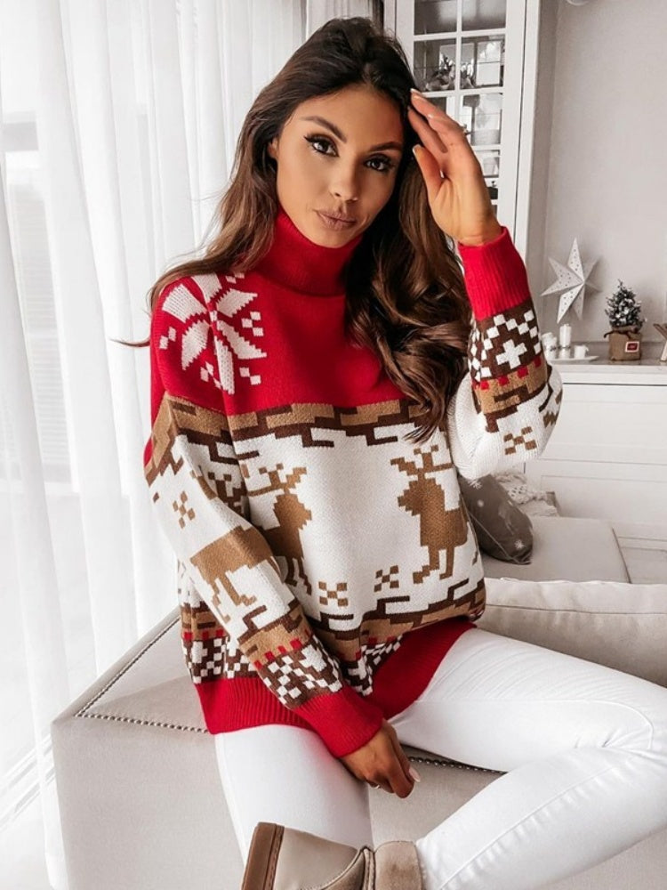 Eleganter Strickpullover Mit Weihnachtsmotiv