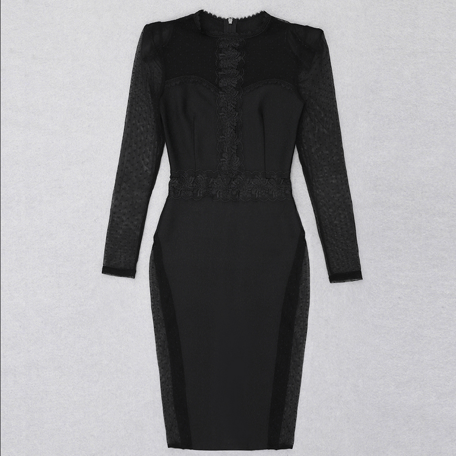 Midikleid Mit Spitzendetail