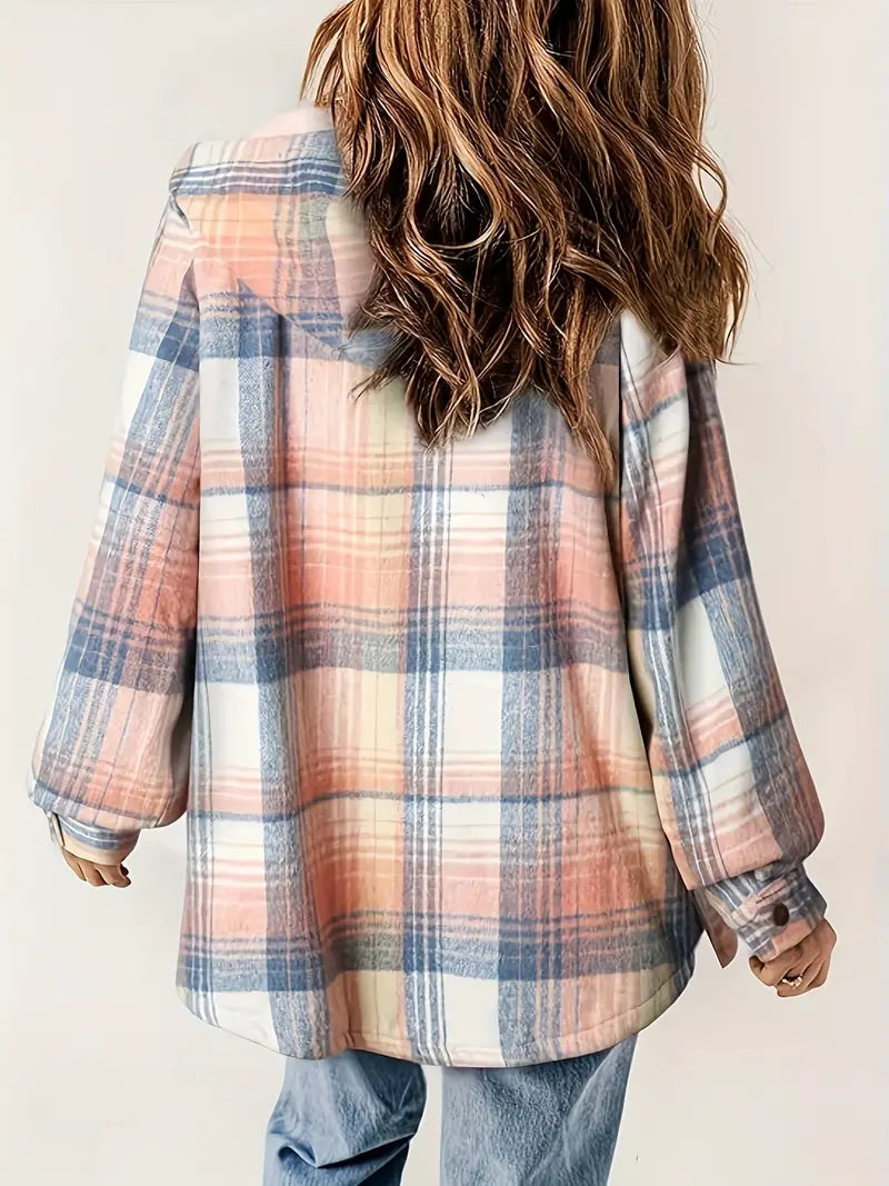 Stylische Jacke İm Hemdblusenstil Mit Karo-Details