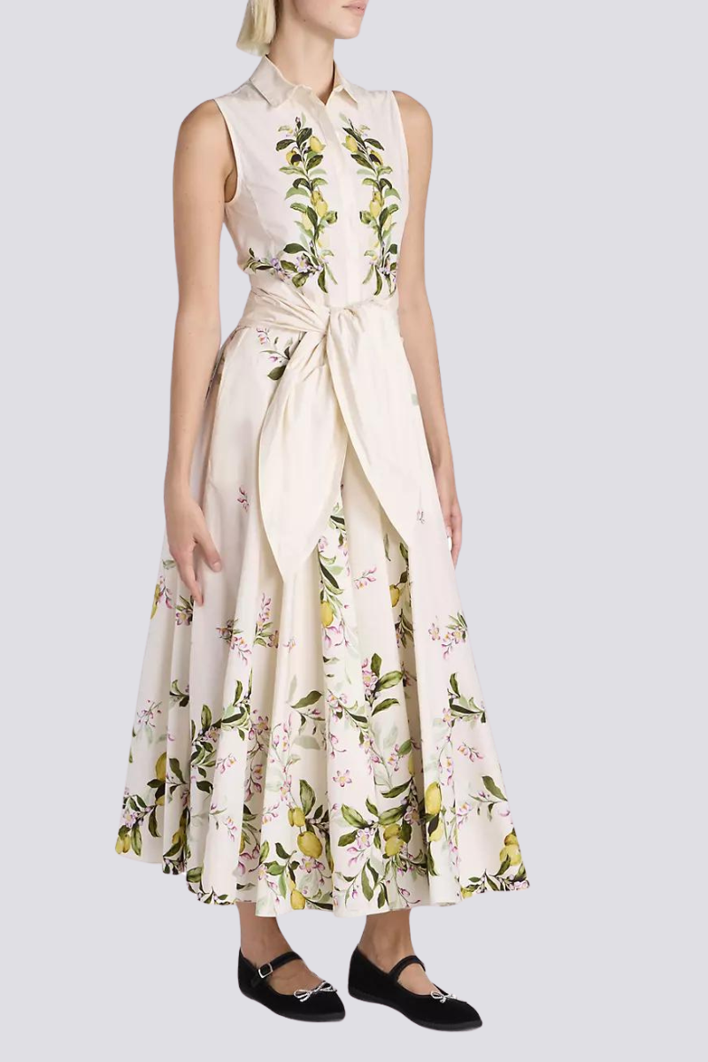 Ärmelloses Maxikleid Mit Blumenmuster Und Schleifendetail