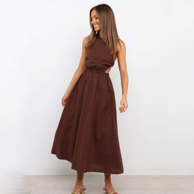 Ärmelloses Rückenfreies Midikleid