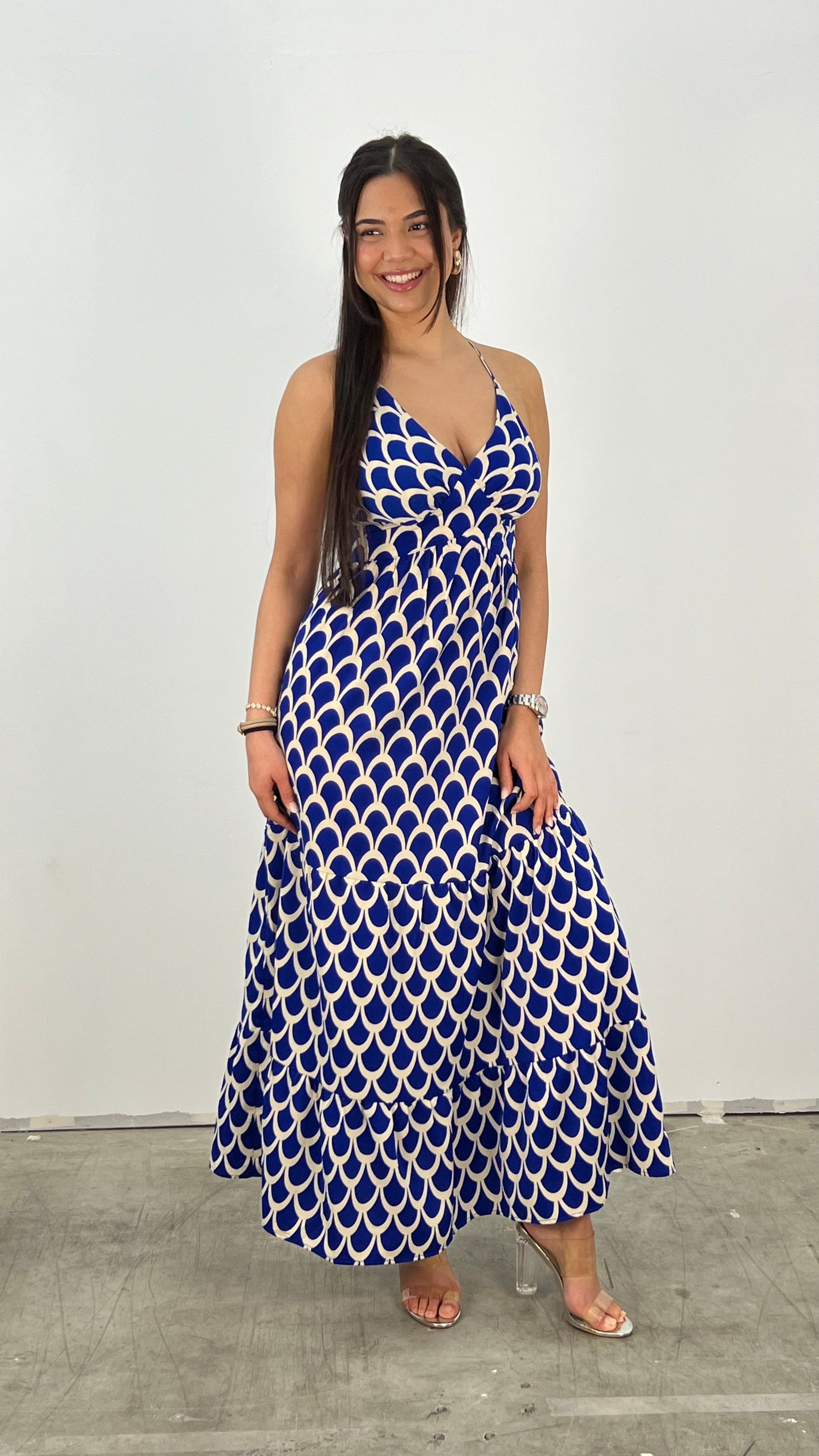 Gemustertes Maxikleid Mit Dünnen Trägern