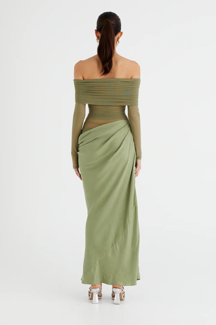 Schulterfreies Transparentes Maxi-Netzkleid