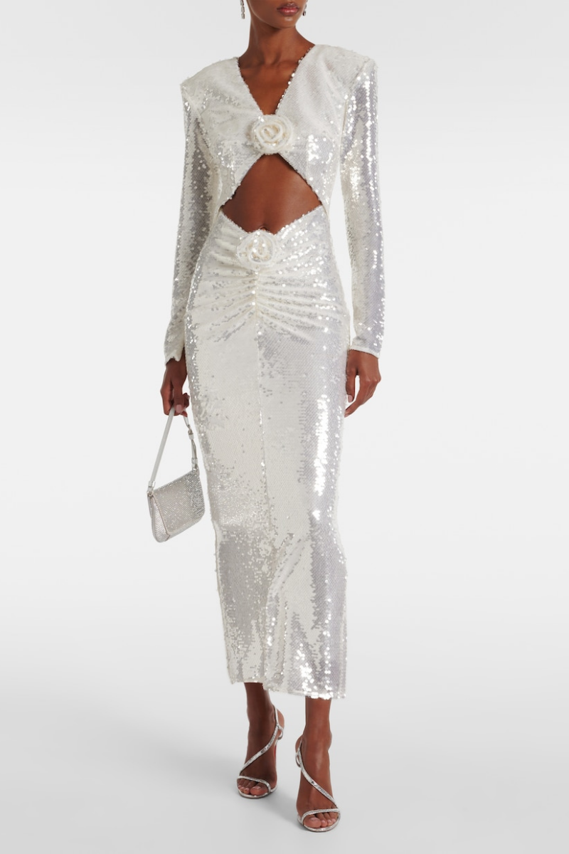 Glitzerndes One-Shoulder-Midikleid