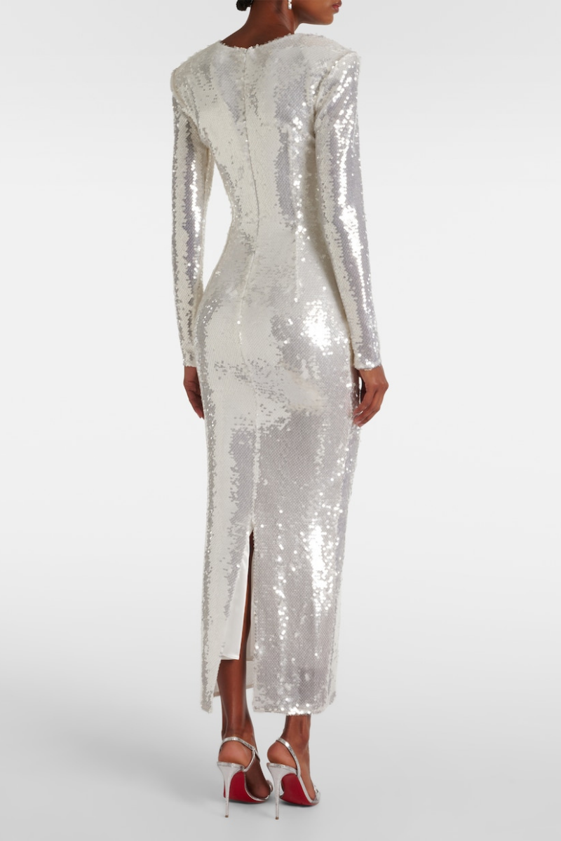 Glitzerndes One-Shoulder-Midikleid