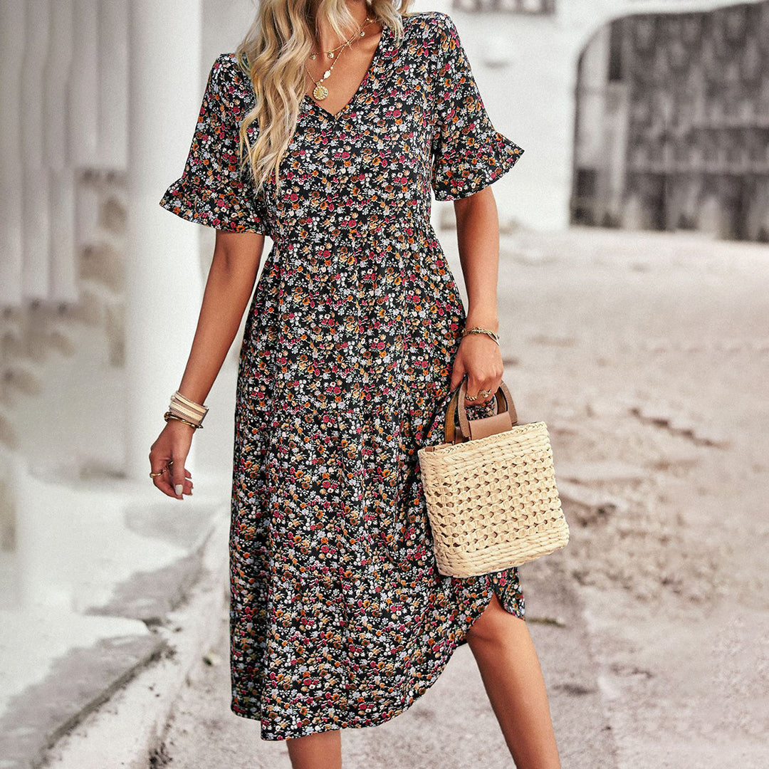 Elegantes Minikleid Mit Blumenmuster