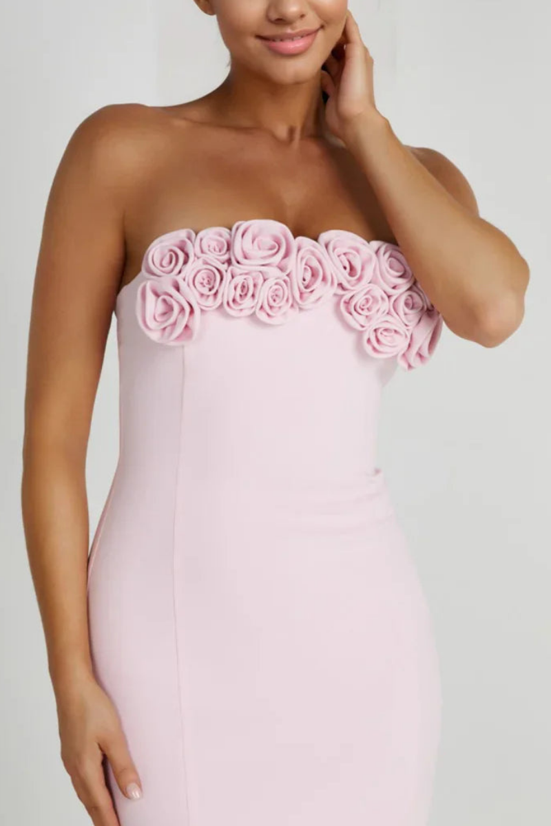Trägerloses Minikleid Mit Blumenmuster