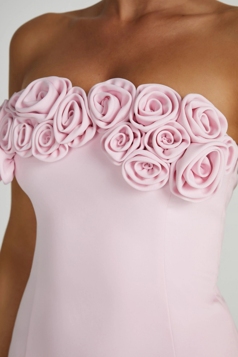 Trägerloses Minikleid Mit Blumenmuster