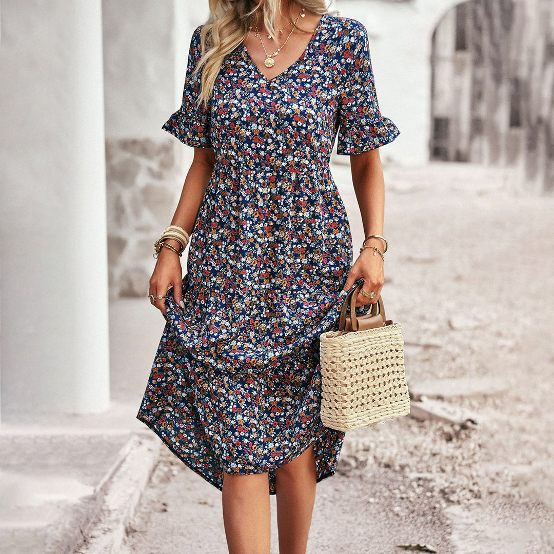 Elegantes Minikleid Mit Blumenmuster