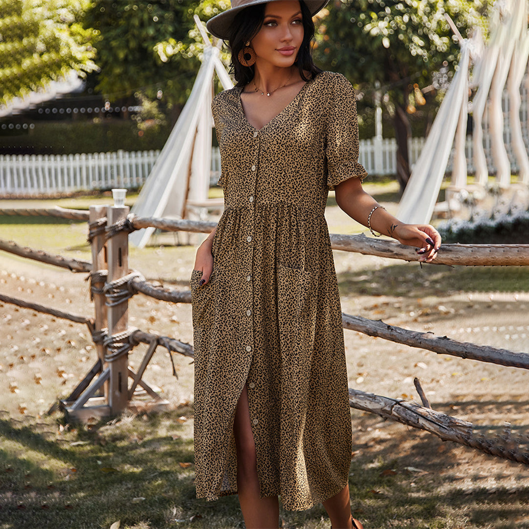 Elegantes Midikleid Mit V-Ausschnitt
