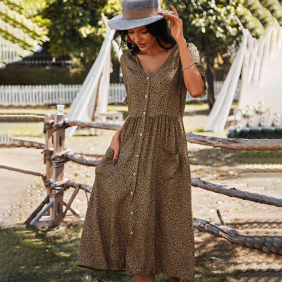Elegantes Midikleid Mit V-Ausschnitt
