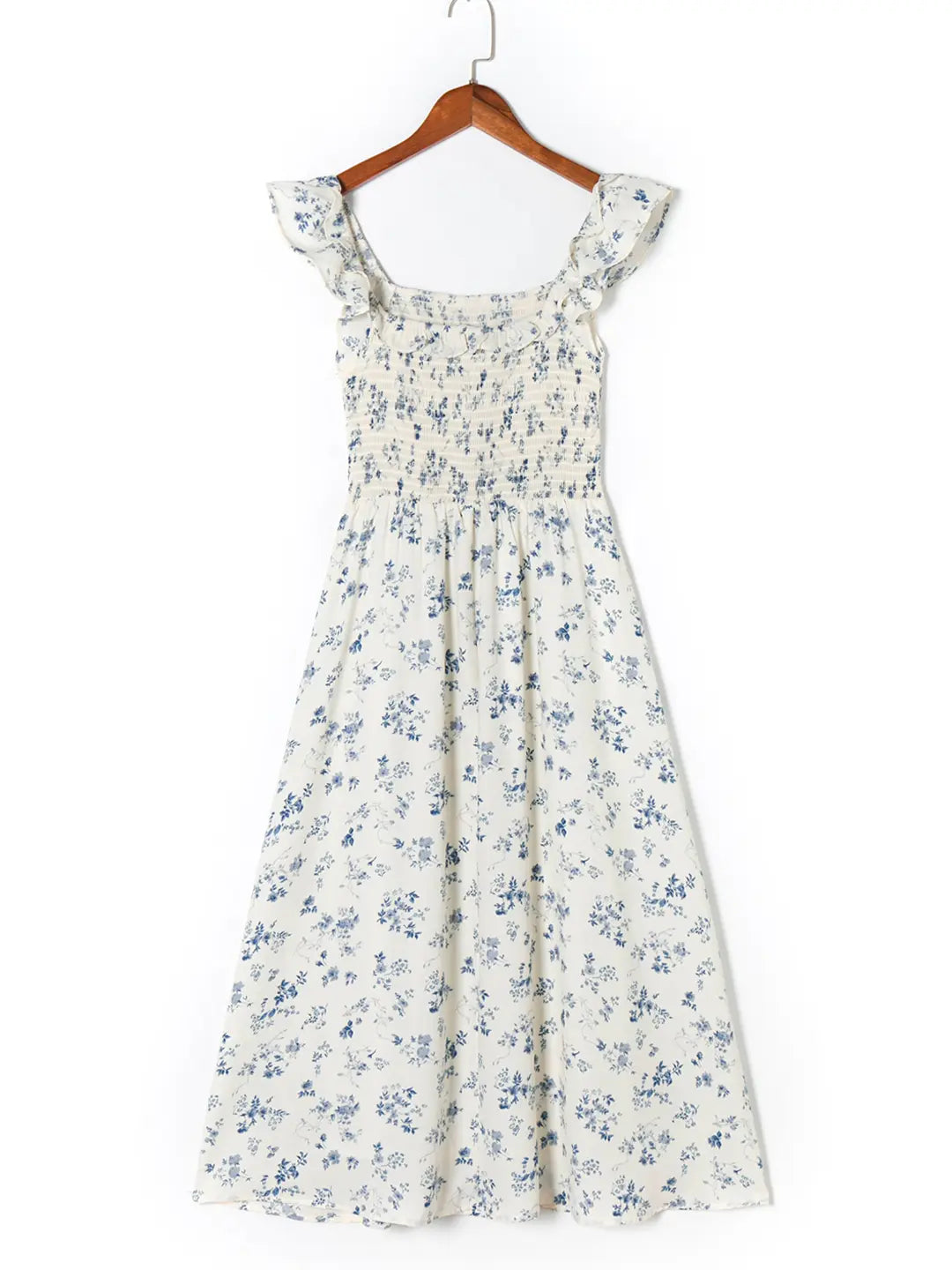 Stilvolles Gemustertes Midikleid Mit Quadratischem Ausschnitt