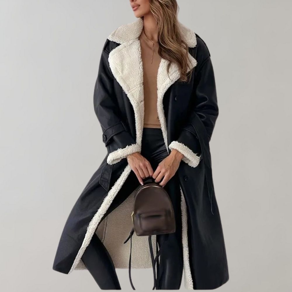 Einreihiger Wintermantel Aus Weichem Leder